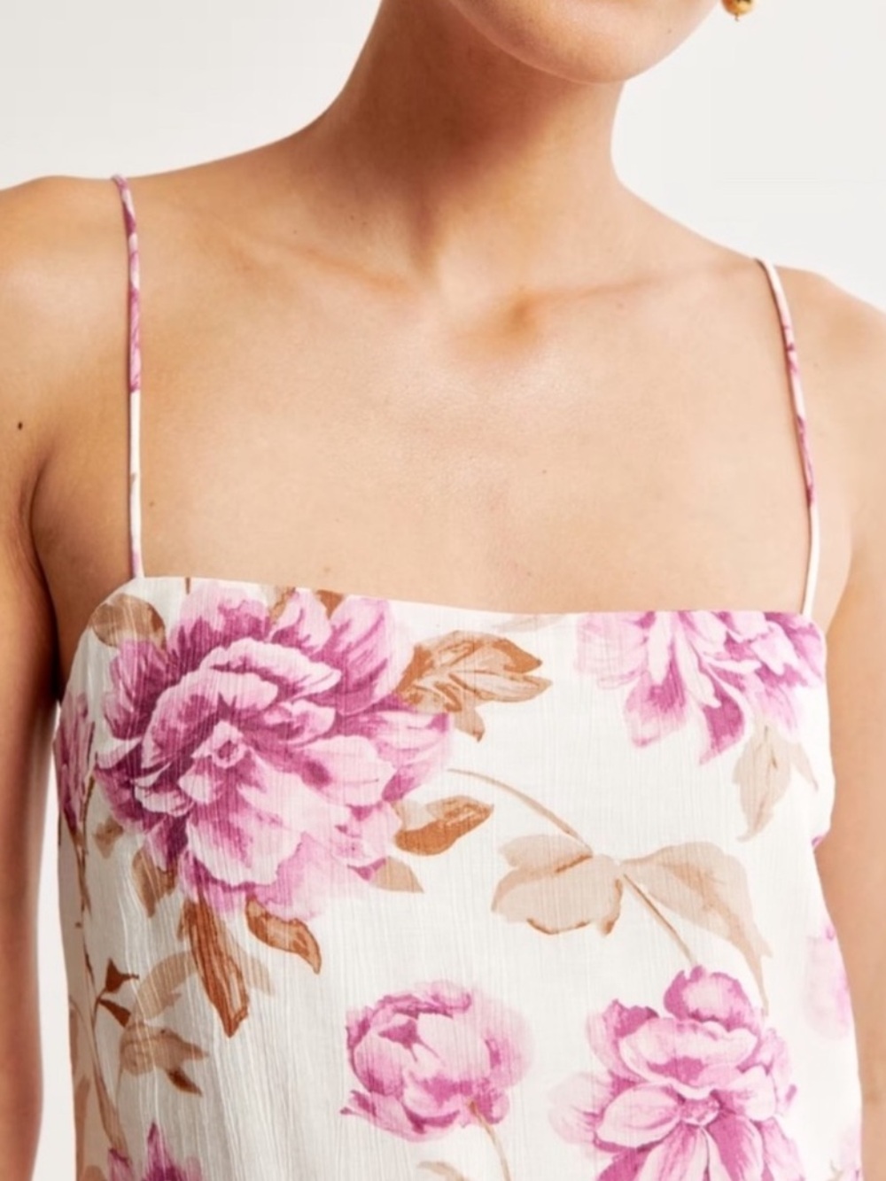ABERCROMBIE & FITCH | Cream/Purple Floral
Crinkle Textured Mini Dress | SIZE XXS - Picture 2 of 6